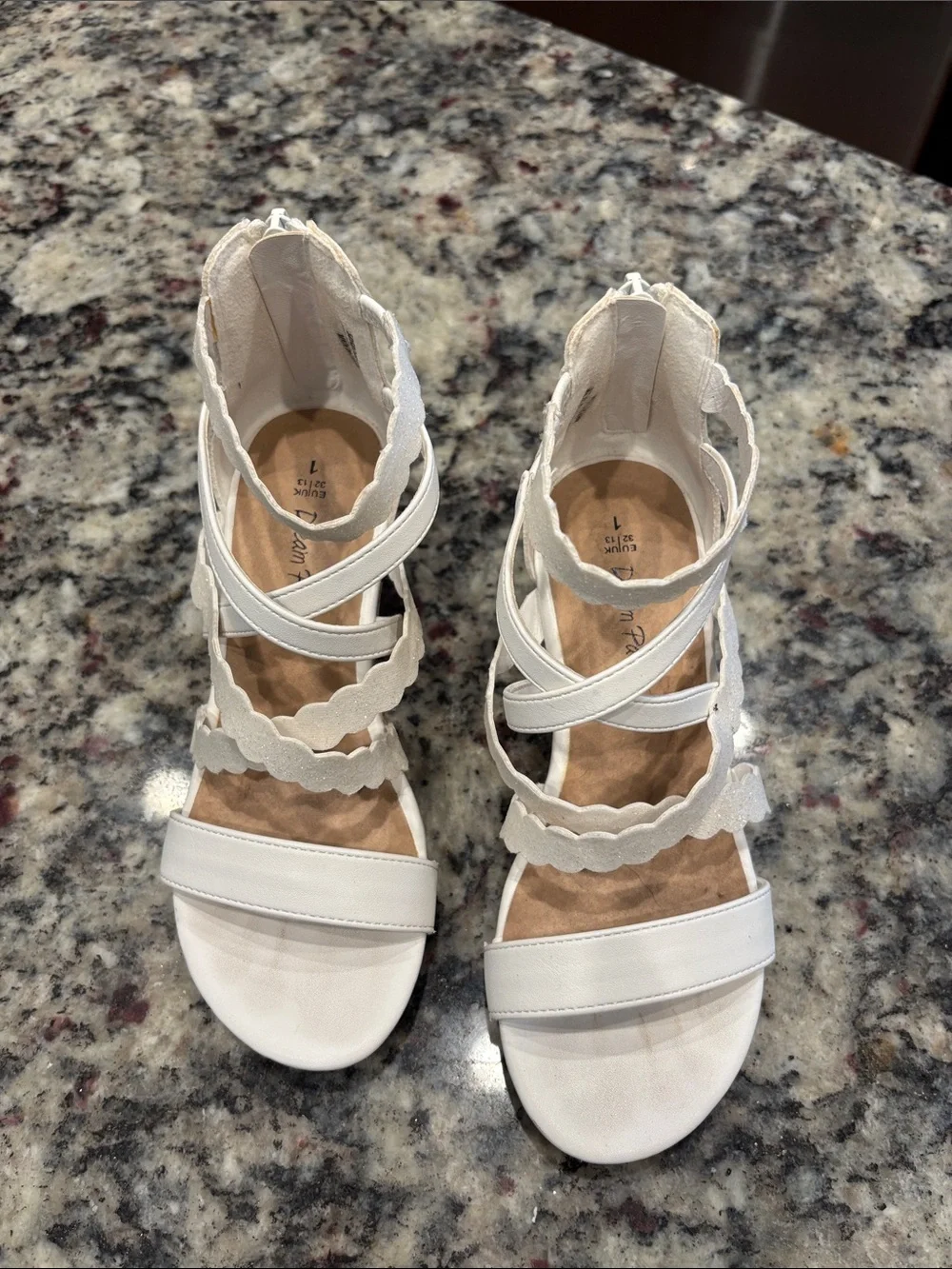 Dream Pairs White Scallop Strappy Cork Wedge Sandals